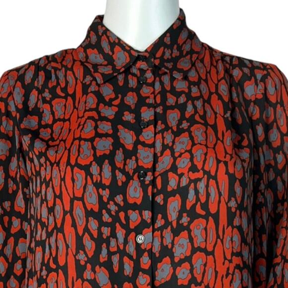 Bardot Shirt Womens 4 Red Black Gray Mona Leopard Blouse Edgy Chic Bohemian - Picture 4 of 9
